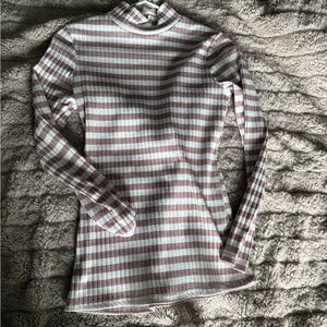 Striped Long Sleeve Turtleneck Top